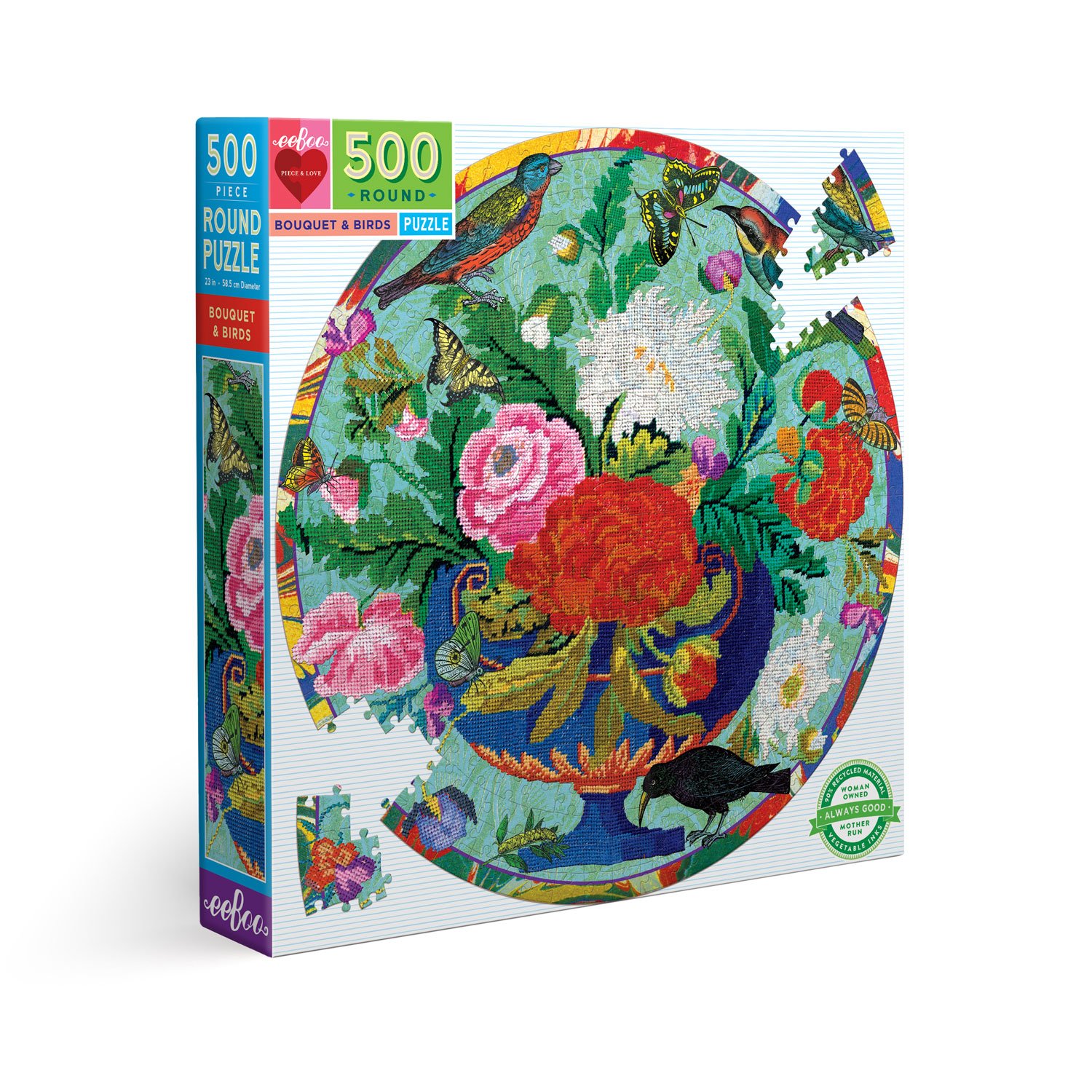 Puzzle rond 500 pièces Papillons et Champignons - 7 ans - Eeboo
